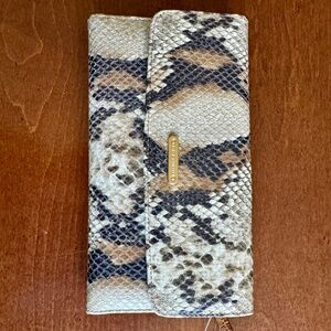 Brand New Brahmin Leather Soft Checkbook Wallet in Sable Seville Python